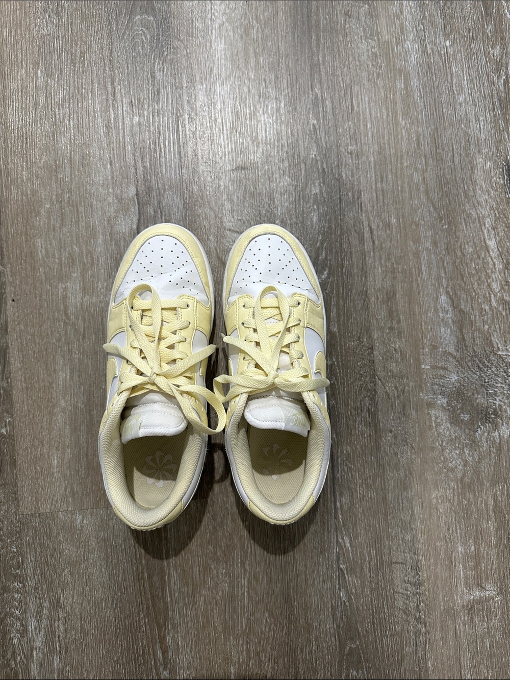 Nike Dunk Low Sneaker in Pale Yellow and White